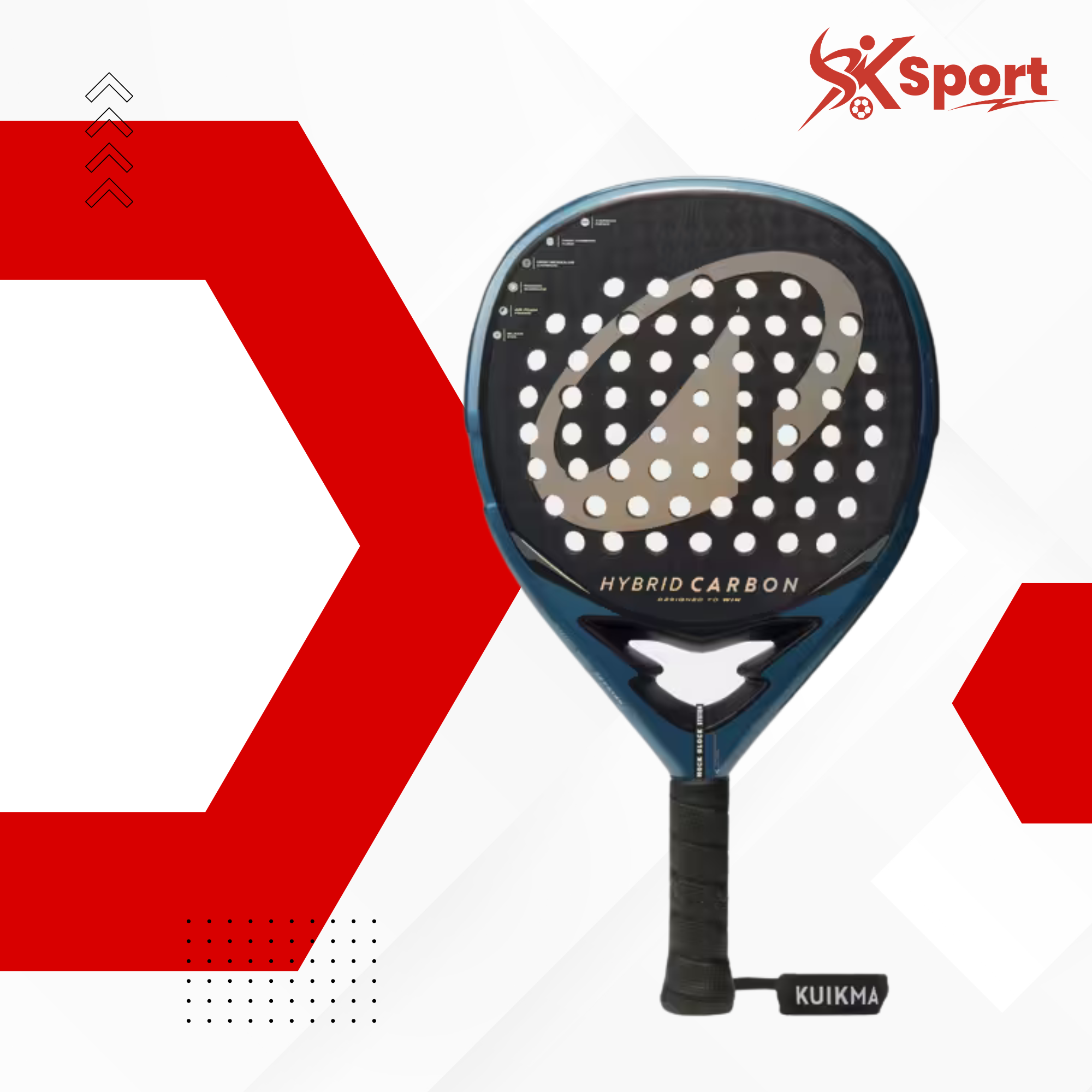 Raket Padel PR Hybrid Carbon - Biru